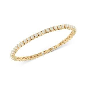On 34th Gold-Tone Imitation Pearl Flex Bracelet Classic Statement Capsule